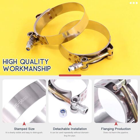 Hilitchi 12Pcs Stainless Steel T-Bolt Clamps with Rounded Band Edges Heavy Duty Turbo Intake Intercooler Clamp (38-43MM) for 1 3/16 Inch Hose in Saudi Arabia