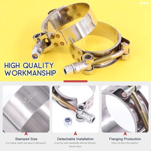Hilitchi 12Pcs Stainless Steel T-Bolt Clamps with Rounded Band Edges Heavy Duty Turbo Intake Intercooler Clamp (38-43MM) for 1 3/16 Inch Hose in Saudi Arabia