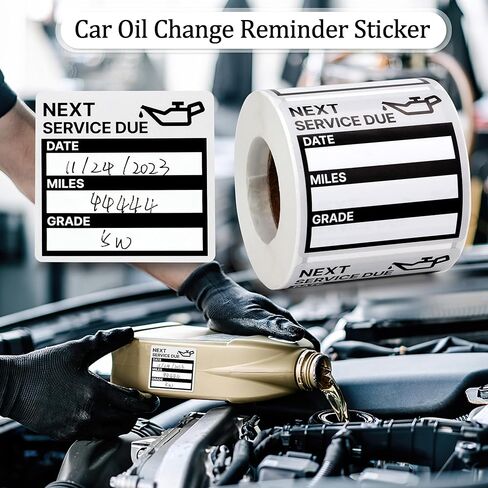 for Oil Change Stickers 300 Pcs 2"x 2" Service Black Stickers, Next Service Due Reminder Sticker Labels, Easy to Write on, Easy to Peel with No Residue in Kuwait