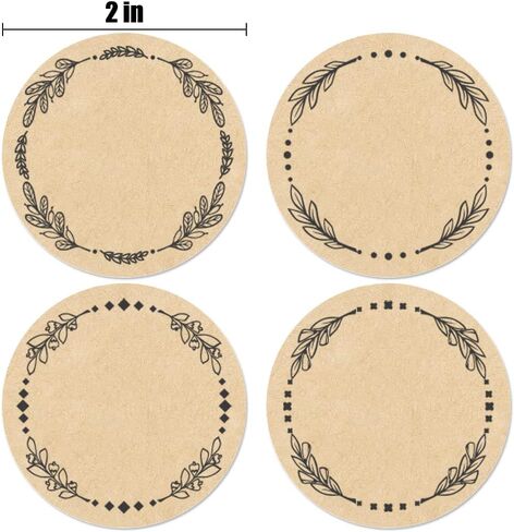 500pcs 2" Label Stickers for Jars and Lids, 4 Different Wreath Designs, Kraft Sticker Labels Pantry Labels, Mason Jar Labels Canning Labels Bottle Labels in Saudi Arabia