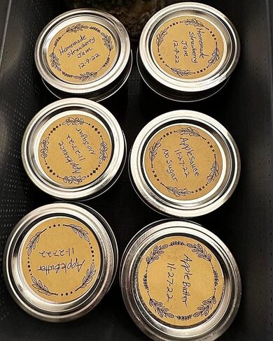 500pcs 2" Label Stickers for Jars and Lids, 4 Different Wreath Designs, Kraft Sticker Labels Pantry Labels, Mason Jar Labels Canning Labels Bottle Labels in Saudi Arabia