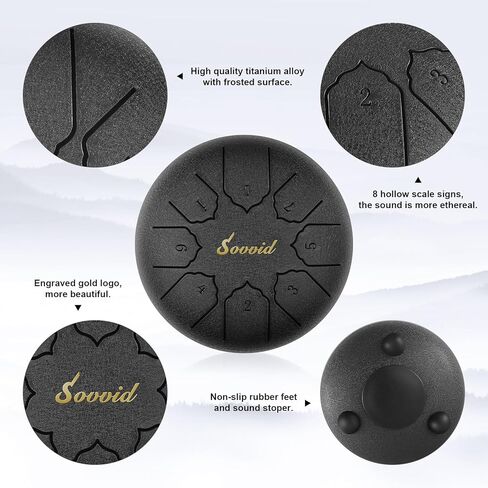 طبلة اللسان الفولاذية، طبلة اللسان 6 بوصة 8 ملاحظات مع حقيبة، أعواد الطبل، حامل مطرقة، اختيارات الأصابع وكتاب الموسيقى، طبلة يدوية للتعليم الموسيقي المبكر، يوجا التأمل زن (أزرق داكن) in Kuwait