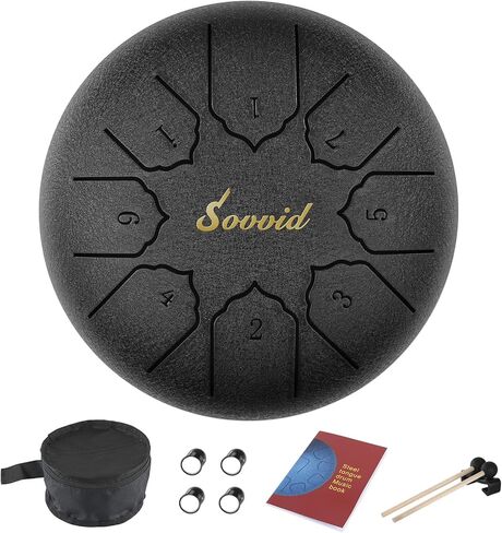 طبلة اللسان الفولاذية، طبلة اللسان 6 بوصة 8 ملاحظات مع حقيبة، أعواد الطبل، حامل مطرقة، اختيارات الأصابع وكتاب الموسيقى، طبلة يدوية للتعليم الموسيقي المبكر، يوجا التأمل زن (أزرق داكن) in Kuwait