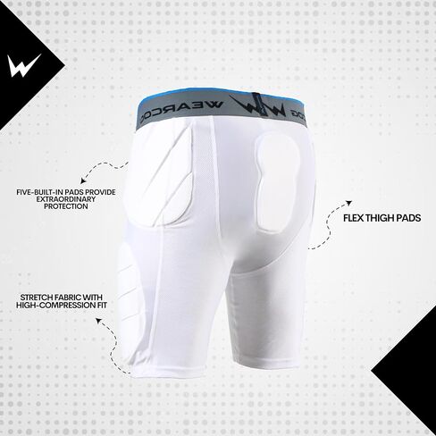 WEARCOG Pro-Flex Youth & Adult Football Girdle for Men's & Boy's, 5 Padded Integrated Football Pads with Hip, Tail, Thigh Pads and Cup Pocket in Kuwait