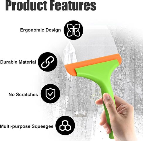 Ziciner Small Silicone Window Squeegee, Car Windshield Water Blade Squeegee, Multifunctional Auto Squeegee with 5.9 Inch Blade and Non-Slip Handle for Car Window, Mirror, Home Cleaning (Black) in Saudi Arabia