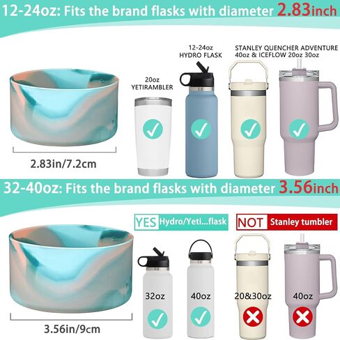 WK IEASON Protective Silicone Base Boot 12oz-24oz for Hydro Flask Wide Mouth/Standard Mouth, Anti-Slip Silicone Cover Bumper Compatible with Stanley Tumbler 40oz 30oz 20oz-2.83inch Bottom Diameter in Saudi Arabia