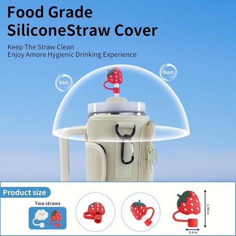 GUTAROR Water Bottle Carrier Bag Compatible with Stanley 30 40oz Tumbler with Handle, Water Bottle Holder with Adjustable Shoulder Strap 2 Straw Covers for Hiking Travelling Camping (Rose Quartz) in Kuwait