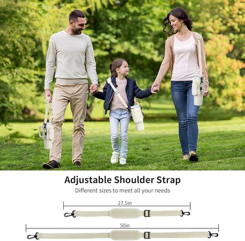 GUTAROR Water Bottle Carrier Bag Compatible with Stanley 30 40oz Tumbler with Handle, Water Bottle Holder with Adjustable Shoulder Strap 2 Straw Covers for Hiking Travelling Camping (Rose Quartz) in Kuwait
