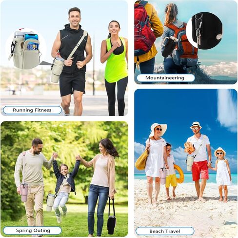 GUTAROR Water Bottle Carrier Bag Compatible with Stanley 30 40oz Tumbler with Handle, Water Bottle Holder with Adjustable Shoulder Strap 2 Straw Covers for Hiking Travelling Camping (Rose Quartz) in Kuwait