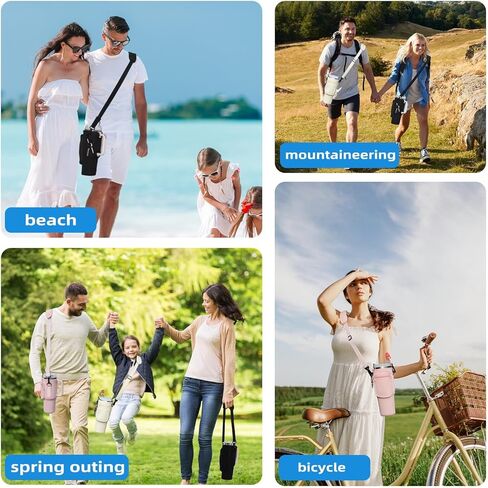 GUTAROR Water Bottle Carrier Bag Compatible with Stanley 30 40oz Tumbler with Handle, Water Bottle Holder with Adjustable Shoulder Strap 2 Straw Covers for Hiking Travelling Camping (Rose Quartz) in Kuwait