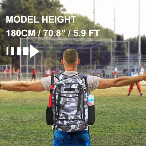 ZOEA Baseball Bat Bag Backpack, T-Ball & Softball Equipment & Gear for Youth and Adults, Large Capacity Holds 4 Bats, Helmet, Gloves, Cleats,Shoes Compartment & Helmet Holder in Kuwait