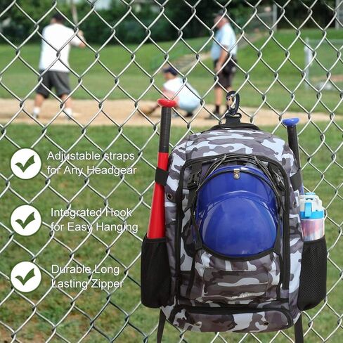 ZOEA Baseball Bat Bag Backpack, T-Ball & Softball Equipment & Gear for Youth and Adults, Large Capacity Holds 4 Bats, Helmet, Gloves, Cleats,Shoes Compartment & Helmet Holder in Kuwait