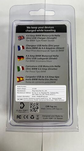 شاحن USB DIN للدراجة النارية من Cliff Top بقدرة 4.6 أمبير ومحول طاقة للدراجة النارية مع قابس DIN Hella متوافق مع دراجة نارية BMW Triumph Tiger Ducati (مستقيم) in Kuwait