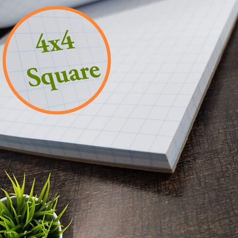 CADMUSPRO Junior Legal Size (5"x8") Small Graph Paper Pad, ¼" 4x4 Grid, 100 perforated sheets per pad, Tape Binding. Great for both Students and Professionals in Saudi Arabia