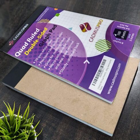 CADMUSPRO Junior Legal Size (5"x8") Small Graph Paper Pad, ¼" 4x4 Grid, 100 perforated sheets per pad, Tape Binding. Great for both Students and Professionals in Saudi Arabia