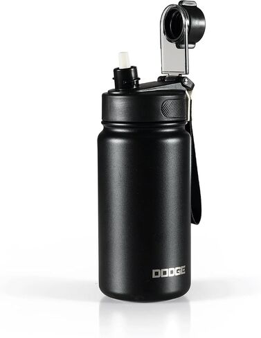 Sports Water Bottle - 25.36 oz (approx. 750 ml) with straw, leak proof - metal vacuum bottle - Stainless Steel Gym & Sport Bottles for Men, Women & Kids - Double Walled, Insulated Thermos (black) in Saudi Arabia