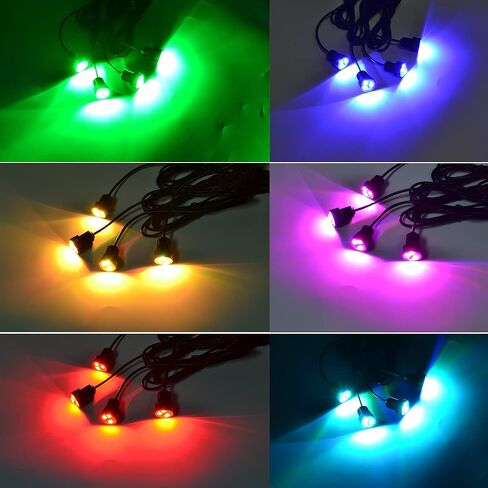 4 قطع RGB NPT LED قارب استنزاف التوصيل الخفيفة، IP68 قارب مقاوم للماء LED ضوء بحري أضواء تحت الماء التطبيق وRF التحكم عن بعد لقارب عائم كاياك يخت باخرة الصيد in Kuwait
