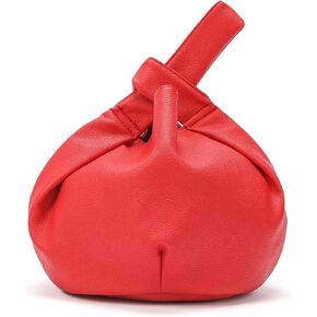 Women's Wrist Knot Tote Bag Small Soft Faux Leather Wristlet Handbags Elegant Clutch Purse for Girl