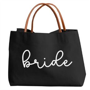 Bride Large Canvas Tote Bag Bachelorette Wedding Shower Gifts Engagement Party Honeymoon Beach Travel Bridal Bags
