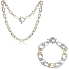 Chain Link Necklace with Bracelets Sets for Women Fashion Bracelet Gift