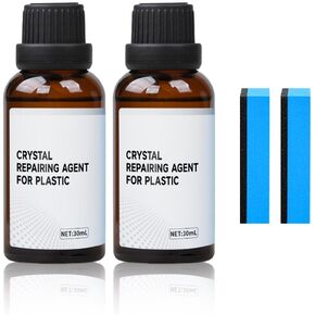 2 PCS Plastic Parts Crystal Coating, Upgrade Plastic Parts Refurbish Agent, Car Plastic Parts Refurbish Plastic Parts Crystal Coating Trim Restore, with Sponge Brush, for Car Seat, Tire