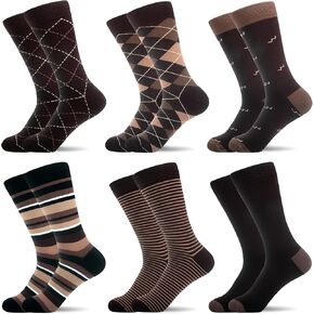 WeciBor Men's Dress Patterned Cotton Fashion Fun Colorful Crew Socks 6 Pack