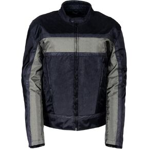 NexGen SH2095 Men's 'Racer' Black and Grey Reflective Textile Motorcycle Jacket - 4X-Large
