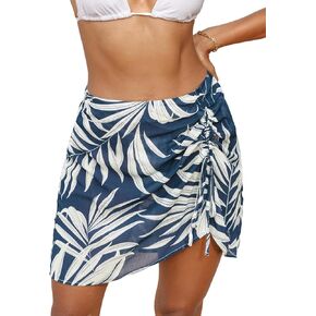 CUPSHE Women's Bathing Suit Cover Up Mini Skirt 2024 Drawstring Beach Skirts Swimwear Coverups
