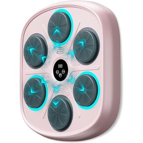 2024 New Model Smart Music Boxing Machine for Adults and Kids, Training Machine with LED Electronic Wall Mounted, Home Indoor Workout Equipment with Premium Boxing Gloves (Pink)