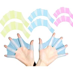 Webbed Finger Gloves - Silicone Swimming Gloves Finger Frog Type Webbed Aquatic Training Water Resistance Fitness Paddle Aerobics for Men Women Kids ,3 Pairs