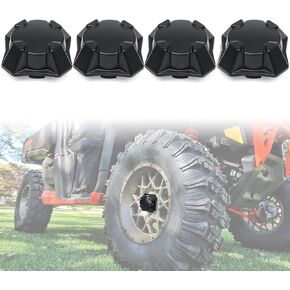Black Tire Wheel Center Hub Caps with Dustproof Function Compatible with Can Am Defender/Commander/Outlander/Maverick 2015-2020 Accessories (4PCS)