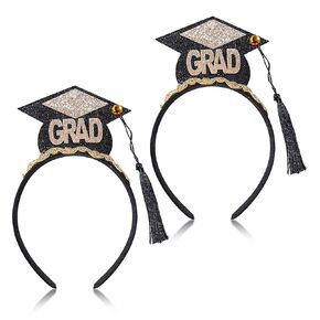 2PCS Graduation Hat Headband Graduation Cap Headband Mini Bachelor Cap & Tassel Design Grad Hat Hairband Hair Accessories for Graduation Party Favors Dress Up Costume Decorations Photo Supplies