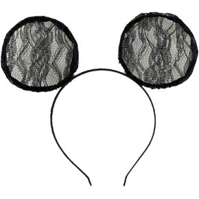 Needzo Lace Mouse Ears Headband Costume Party Accessory Black