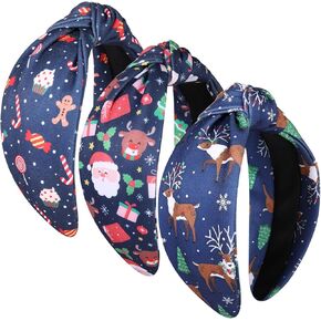 Christmas Knotted Headbands Snowflake Reindeer Tree Wide Knot Headband Accessories Christmas Party Favors Gifts
