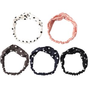 5 قطع من ربطات الشعر بوهيميا من سايكر، عصابة رأس عصرية كاجوال منقطة، أربطة شعر مرنة، لفافة شعر لطيفة لإكسسوارات شعر الفتيات (متعددة الألوان) in Kuwait