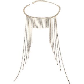 Rhinestone Head Chain Long Tassel Gold Headpieces Vintage 1920s Hair Chains Flapper Hair Accessories for Women and Girls