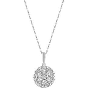 Sterling Silver 1/10 CT Diamond Miracle Plated Round Pendant Necklace for Women Jewelry |Gift Box Included