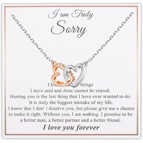PLITI Sorry Gift Apology Gift Forgiveness Gift I am Truly Sorry Interlocking Heart Necklace For Soulmate