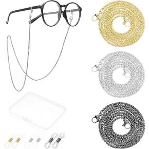 3 PCS Eyeglass Chains for Women, Stainless Steel Eyeglass Holder Chain Eyeglass Chain for Men, Eye Glass Chains Women Glasses Necklace for Women, Chain for Glasses Eyeglass Holders Around Neck