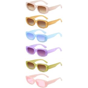 YQVIE 6 Pack Rectangle Sunglasses Bulk for Women Men Colorful 90s Sun Glasses for Bachelorette Party Favors (6Jelly)