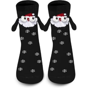 Threetols Funny Couple Holding Hands Socks, Magnetic Christmas Hand Holding Socks Cute Winter Socks for New Year Xmas Gift