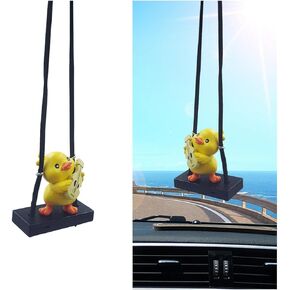 Swinging Duck Car Hanging Ornament, Cute Car Rearview Mirror Hanging Accessories, Car Interior Rear View Mirror Charm, Car Pendant Aesthetic Decoration Present for Women Men Kids (Violin)