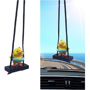 Swinging Duck Car Hanging Ornament, Cute Car Rearview Mirror Hanging Accessories, Car Interior Rear View Mirror Charm, Car Pendant Aesthetic Decoration Present for Women Men Kids (Violin)