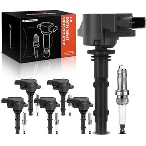 A-Premium Set of 6 Ignition Coil Pack and Iridium Spark Plugs Compatible with Mercedes-Benz C230 C250 C280 E280 E300 E350 & Dodge Freightliner Sprinter 2500 3500