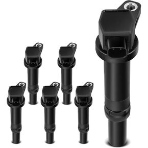 YHTAUTO Set of 6 Ignition Coil Packs Replacement for Hyundai Santa Fe 2007-2009 Entourage 2009-2010, Kia Optima 2006-2010 Magentis 2007-2010, Rondo 2007-2011 2.7L 3.8L V6, Replace 5C1624
