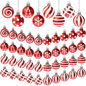 56 Pieces Christmas Ball Ornaments,Mini Christmas Iridescent Ornaments Set,1.1inch Rustic Christmas Decorations,Miniature Christmas Decorations for Xmas Tree Decor