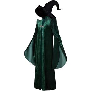 Womens Professor McGonagall Costume with Hat Halloween Witch Robe Cloak