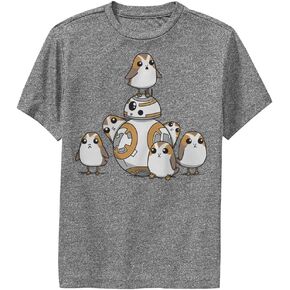 STAR WARS Last Jedi Bb8 and Porgs Boys Short Sleeve Tee Shirt