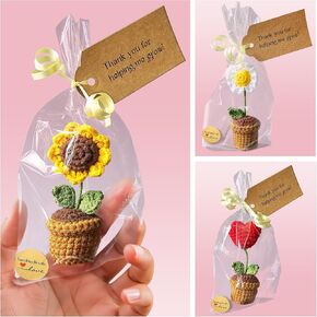 Teacher Gifts - Thank You For Helping Me Grow - Crochet Heart Gifts - Lovely Teacher Appreciation Gifts - Best Teacher Gift for Nursery Teacher, Teaching Assistant