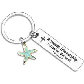 Religious Gifts Keychain for Women Friend Birthday Christmas Gift for Christian Women Best Friend Friendship Gifts for Women Bestie A Sweet Friendship Refreshes The Soul Keychain Gift